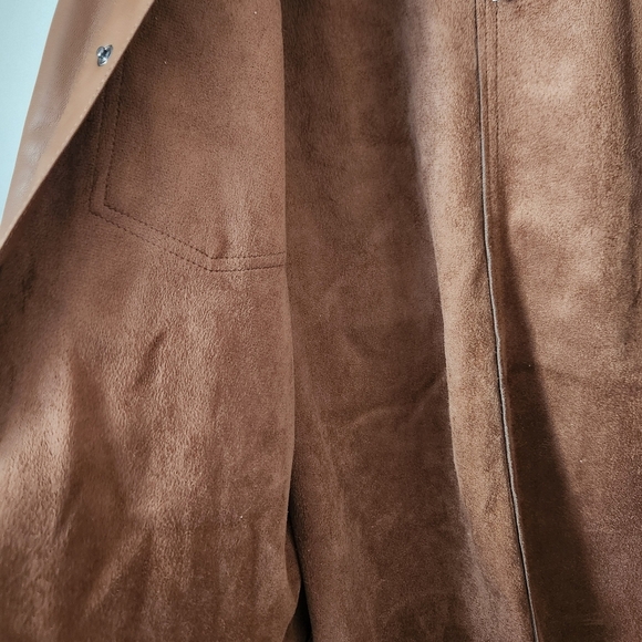 NWT Zara | Faux Leather Belted Button Down Shirt Jacket in Cognac - Size L - Picture 8 of 14